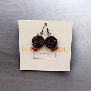 Black and Red Floral Earrings